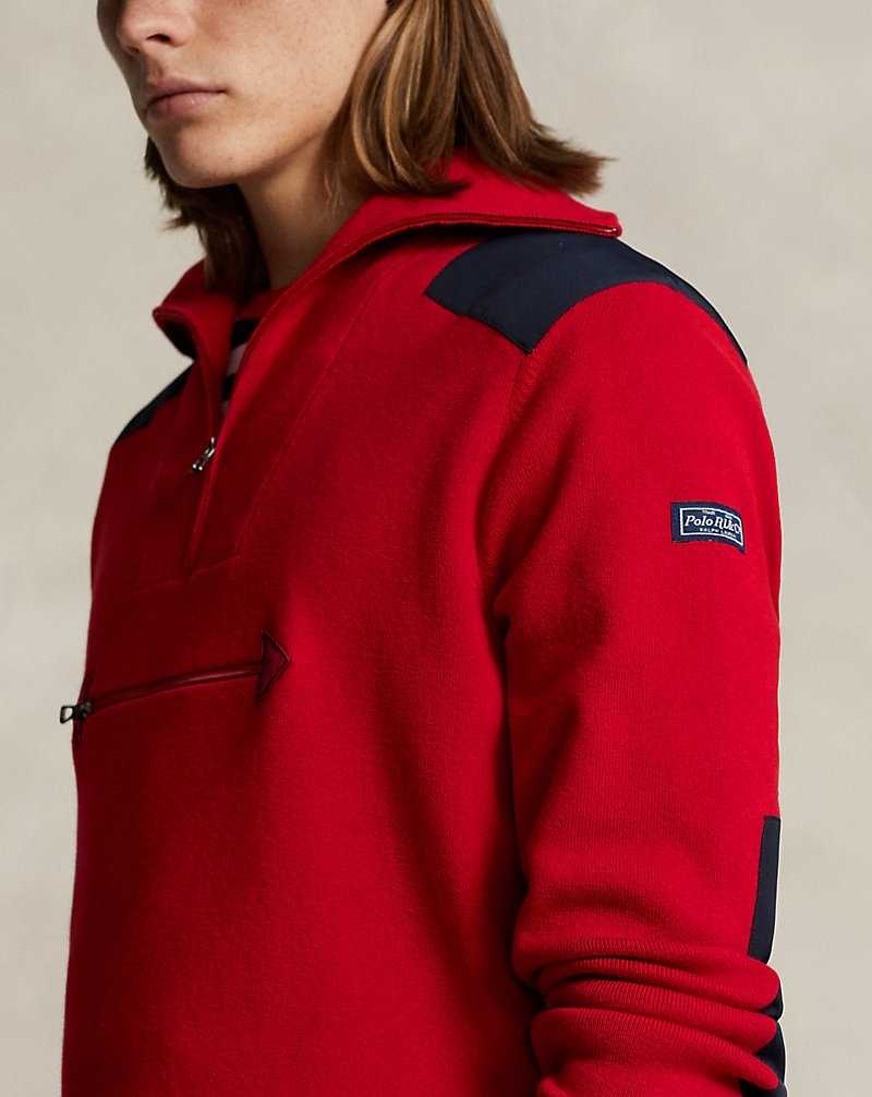 Sudadera con Capucha Ralph Lauren Cotton Quarter-Zip Hybrid Hombre Rojos | UIRGZYQ-24 - vista 5