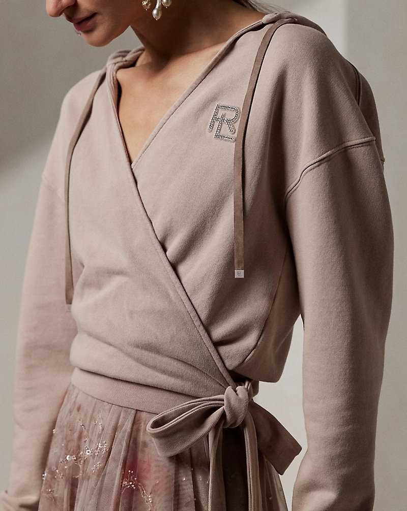 Sudadera con Capucha Ralph Lauren Cotton Terry Wrap Cropped Mujer Mauve | RKNFJLB-87 - vista 5