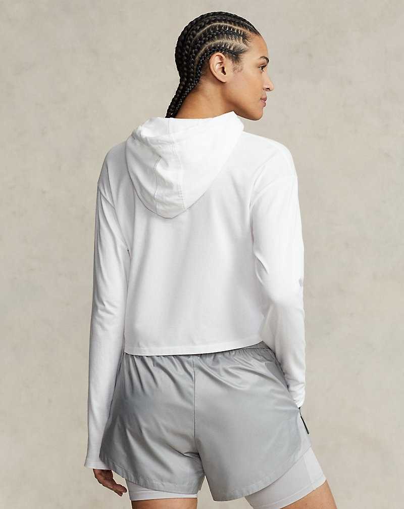 Sudadera con Capucha Ralph Lauren Cropped Cotton Jersey Mujer Blancos | AZKFGSH-86 - vista 4