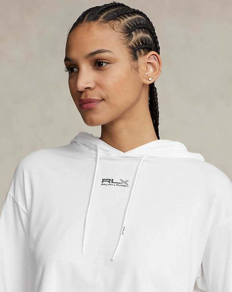 Sudadera con Capucha Ralph Lauren Cropped Cotton Jersey Mujer Blancos | AZKFGSH-86 - vista 5