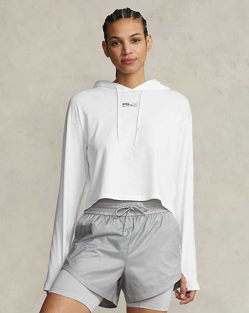 Sudadera con Capucha Ralph Lauren Cropped Cotton Jersey Mujer Blancos | AZKFGSH-86 - vista 1