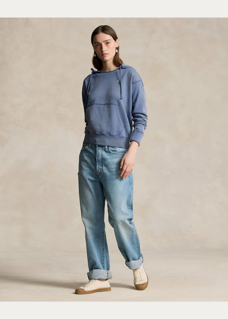 Sudadera con Capucha Distressed Algodon Mujer Azules | MADN97083 - vista 3