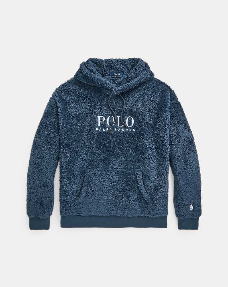 Sudadera con Capucha Ralph Lauren Embroidered-Logo Pile Fleece Hombre Azules | RKZDBNC-34 - vista 2