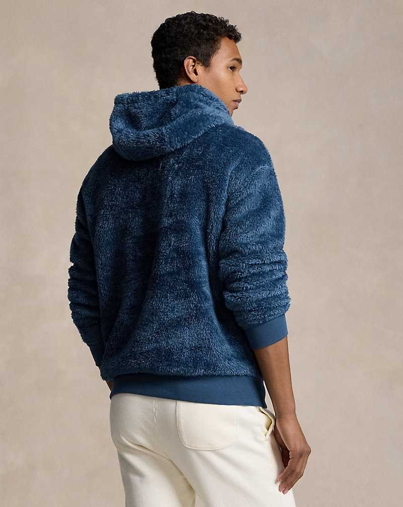 Sudadera con Capucha Ralph Lauren Embroidered-Logo Pile Fleece Hombre Azules | RKZDBNC-34 - vista 4