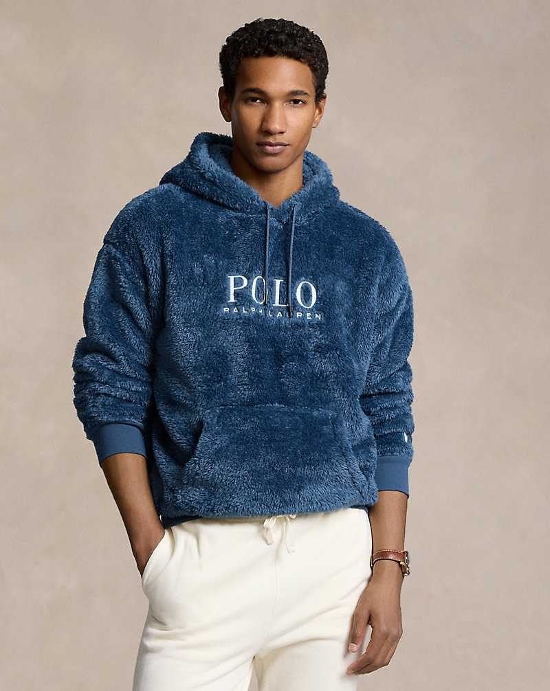Sudadera con Capucha Ralph Lauren Embroidered-Logo Pile Fleece Hombre Azules | RKZDBNC-34 - vista 1