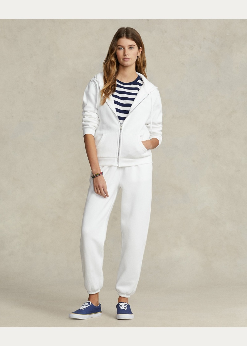 Sudadera con Capucha Fleece Full-Zip Mujer Blancos | TWQB72965 - vista 3
