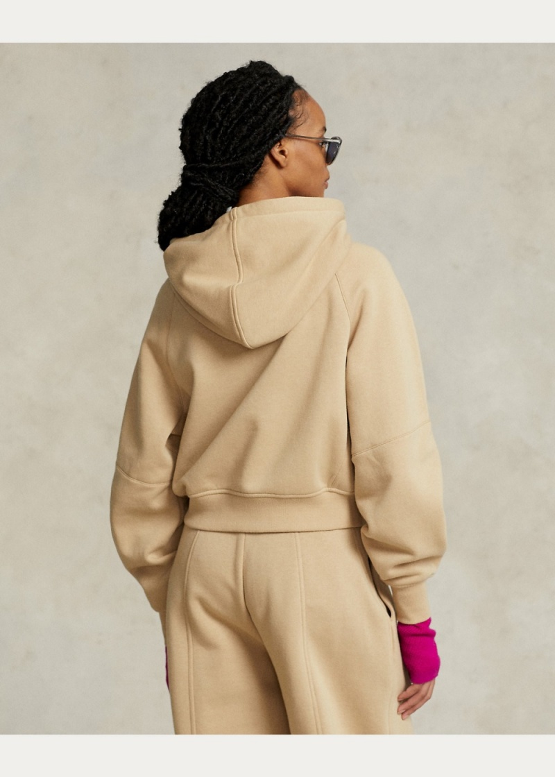 Sudadera con Capucha Fleece Full-Zip Dolman-Sleeve Mujer Kaki | YCZJ57308 - vista 3