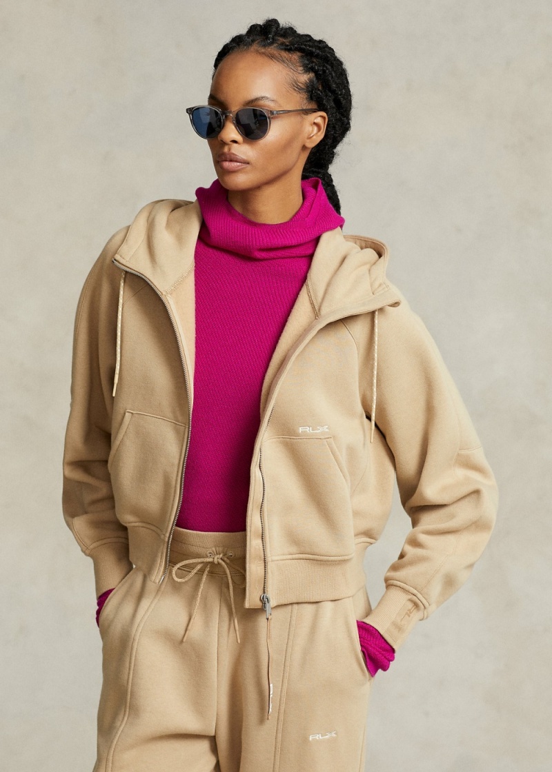 Sudadera con Capucha Fleece Full-Zip Dolman-Sleeve Mujer Kaki | YCZJ57308 - vista 1