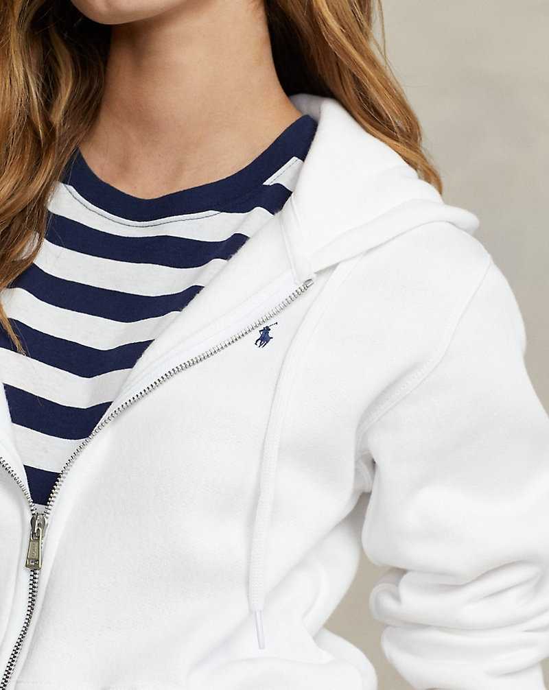 Sudadera con Capucha Ralph Lauren Fleece Full-Zip Mujer Blancos | KOPJMGT-92 - vista 5
