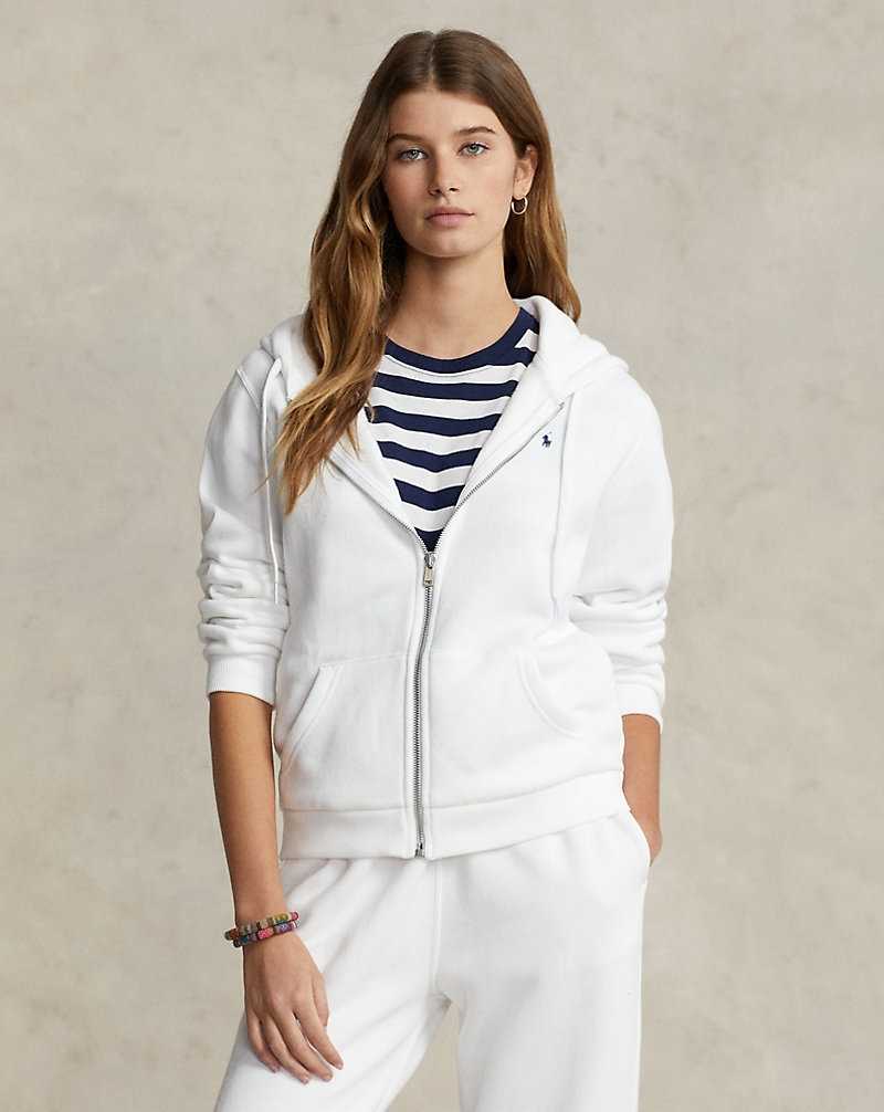 Sudadera con Capucha Ralph Lauren Fleece Full-Zip Mujer Blancos | KOPJMGT-92 - vista 1