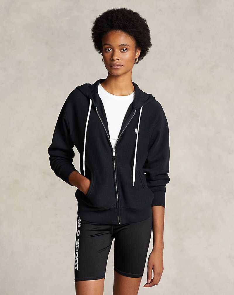Sudadera con Capucha Ralph Lauren Fleece Full-Zip Mujer Negros | UGWNYAX-03 - vista 1