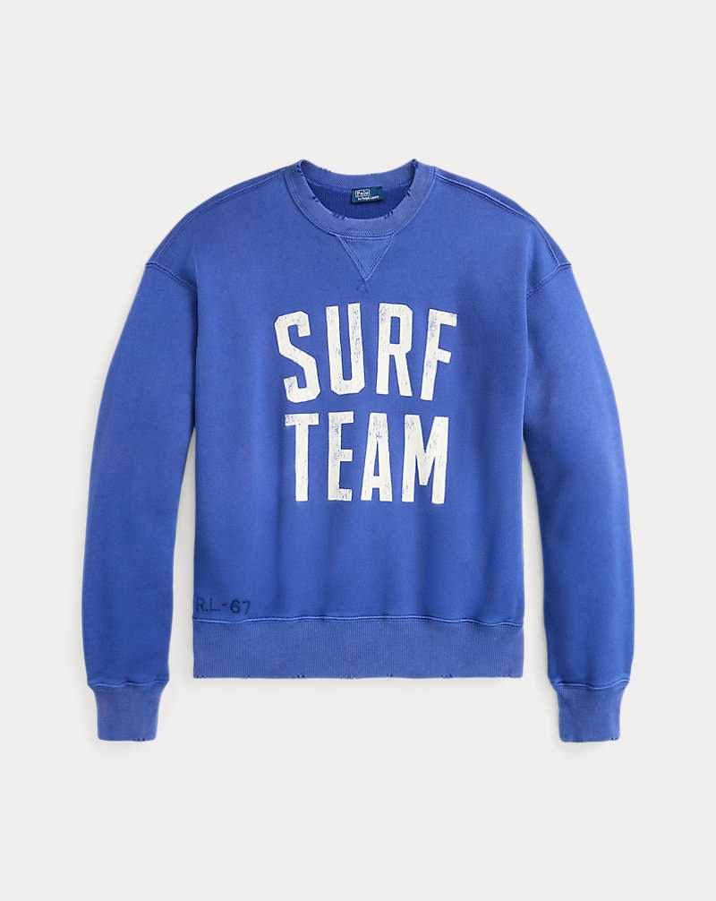 Sudadera con Capucha Ralph Lauren French Terry Graphic Crewneck Mujer Azul Rey | PRNDKIQ-80 - vista 2