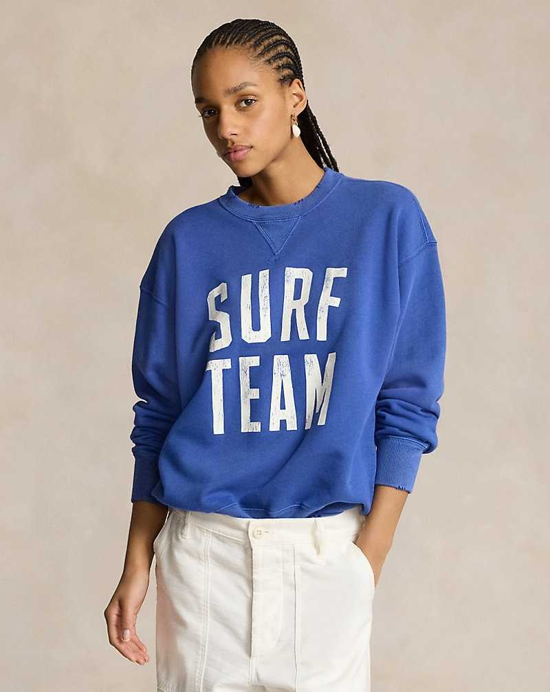 Sudadera con Capucha Ralph Lauren French Terry Graphic Crewneck Mujer Azul Rey | PRNDKIQ-80 - vista 3