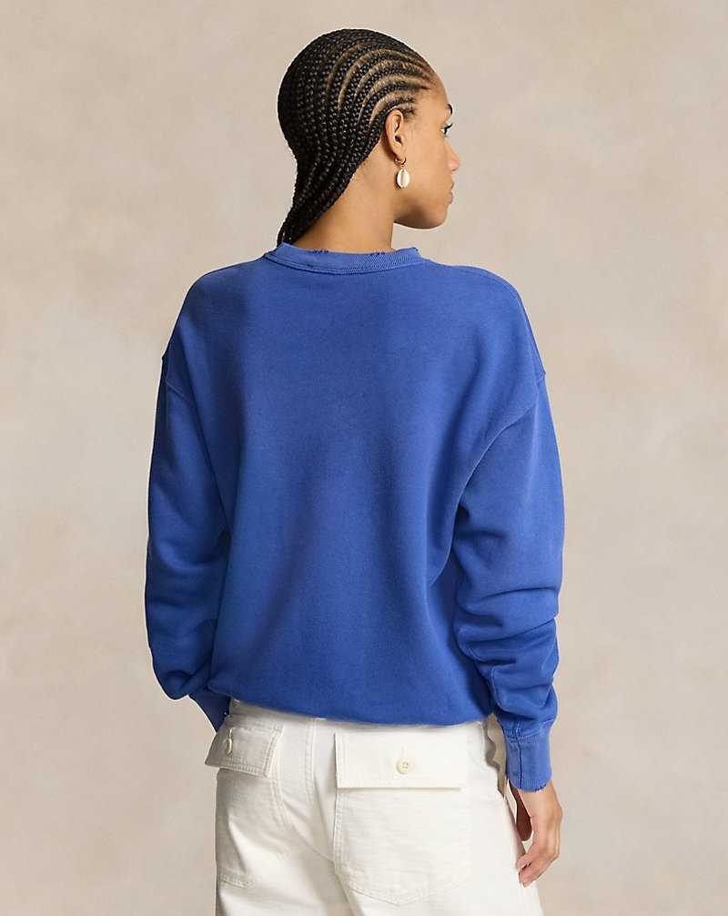 Sudadera con Capucha Ralph Lauren French Terry Graphic Crewneck Mujer Azul Rey | PRNDKIQ-80 - vista 4