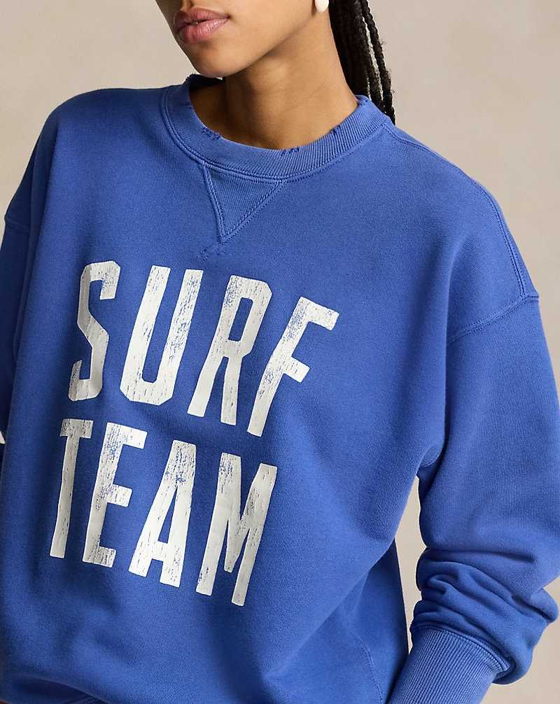 Sudadera con Capucha Ralph Lauren French Terry Graphic Crewneck Mujer Azul Rey | PRNDKIQ-80 - vista 5