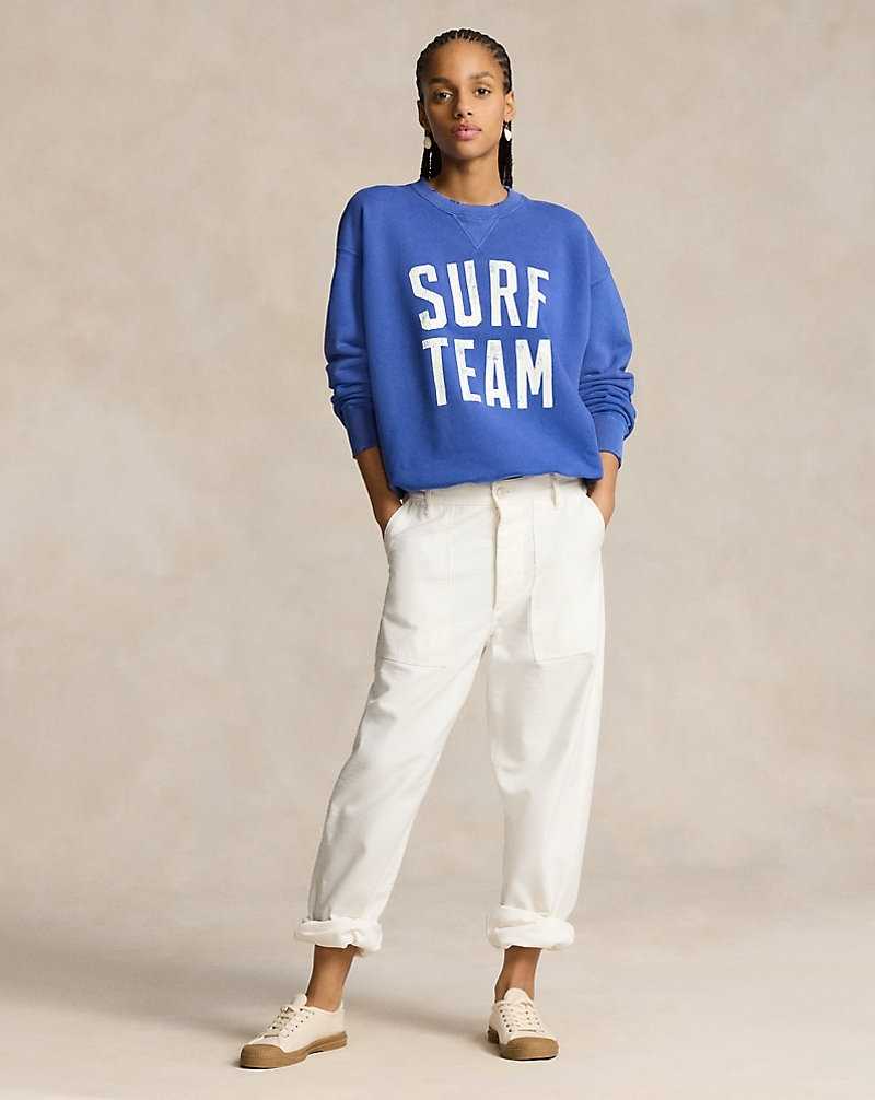 Sudadera con Capucha Ralph Lauren French Terry Graphic Crewneck Mujer Azul Rey | PRNDKIQ-80 - vista 1