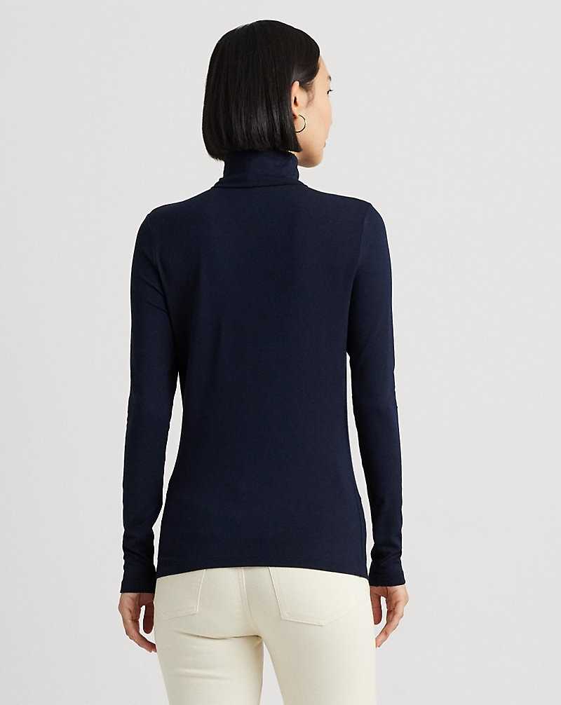 Sudadera con Capucha Ralph Lauren Jersey Roll Neck Mujer Azul Marino | XUYVGHK-01 - vista 4