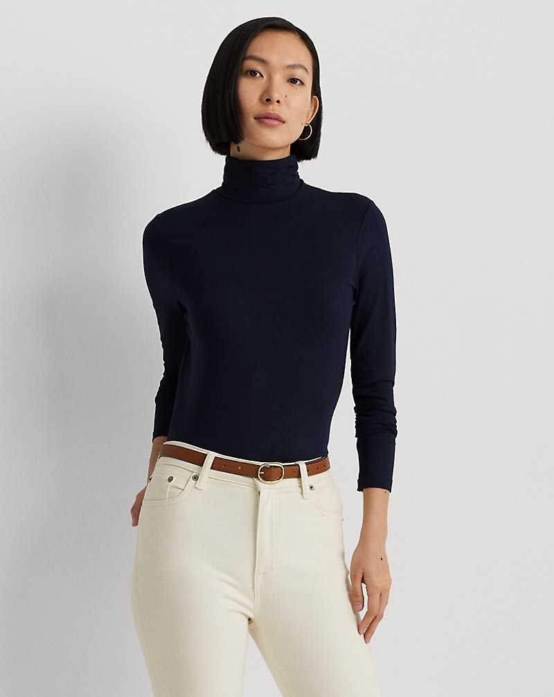 Sudadera con Capucha Ralph Lauren Jersey Roll Neck Mujer Azul Marino | XUYVGHK-01 - vista 1