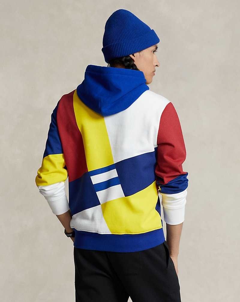 Sudadera con Capucha Ralph Lauren Logo Colour-Blocked Fleece Hombre Blancos | BRKUJWN-70 - vista 4