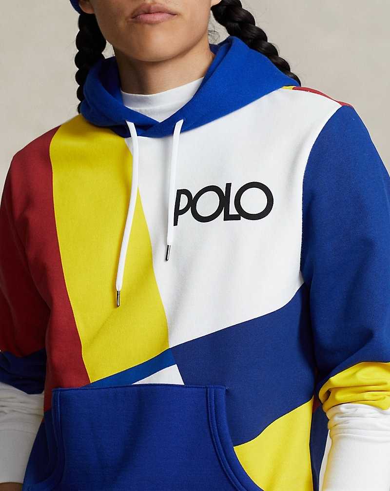 Sudadera con Capucha Ralph Lauren Logo Colour-Blocked Fleece Hombre Blancos | BRKUJWN-70 - vista 5