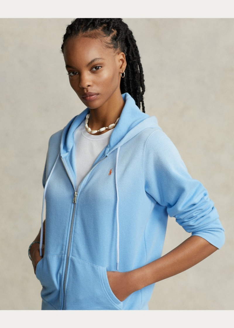 Sudadera con Capucha Logo Estampados Fleece Full-Zip Mujer Azules | EXAH98341 - vista 5