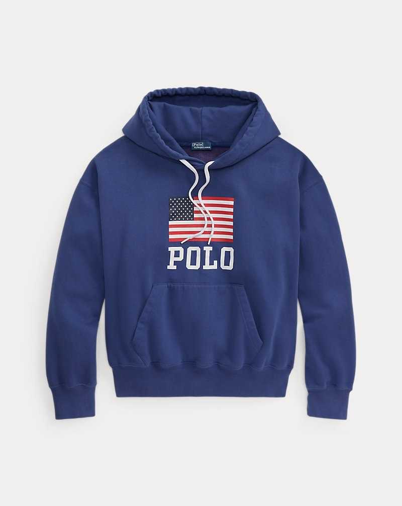 Sudadera con Capucha Ralph Lauren Logo Flag Oversize Fleece Mujer Azules | XBPUFHR-23 - vista 2