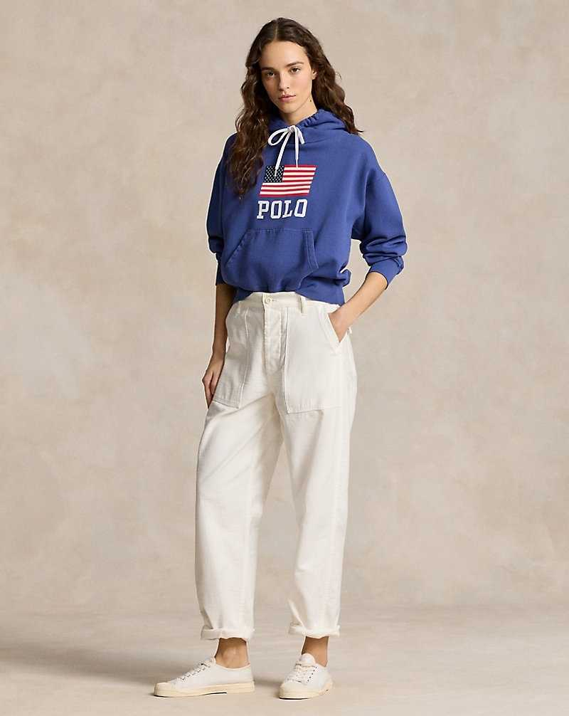 Sudadera con Capucha Ralph Lauren Logo Flag Oversize Fleece Mujer Azules | XBPUFHR-23 - vista 3