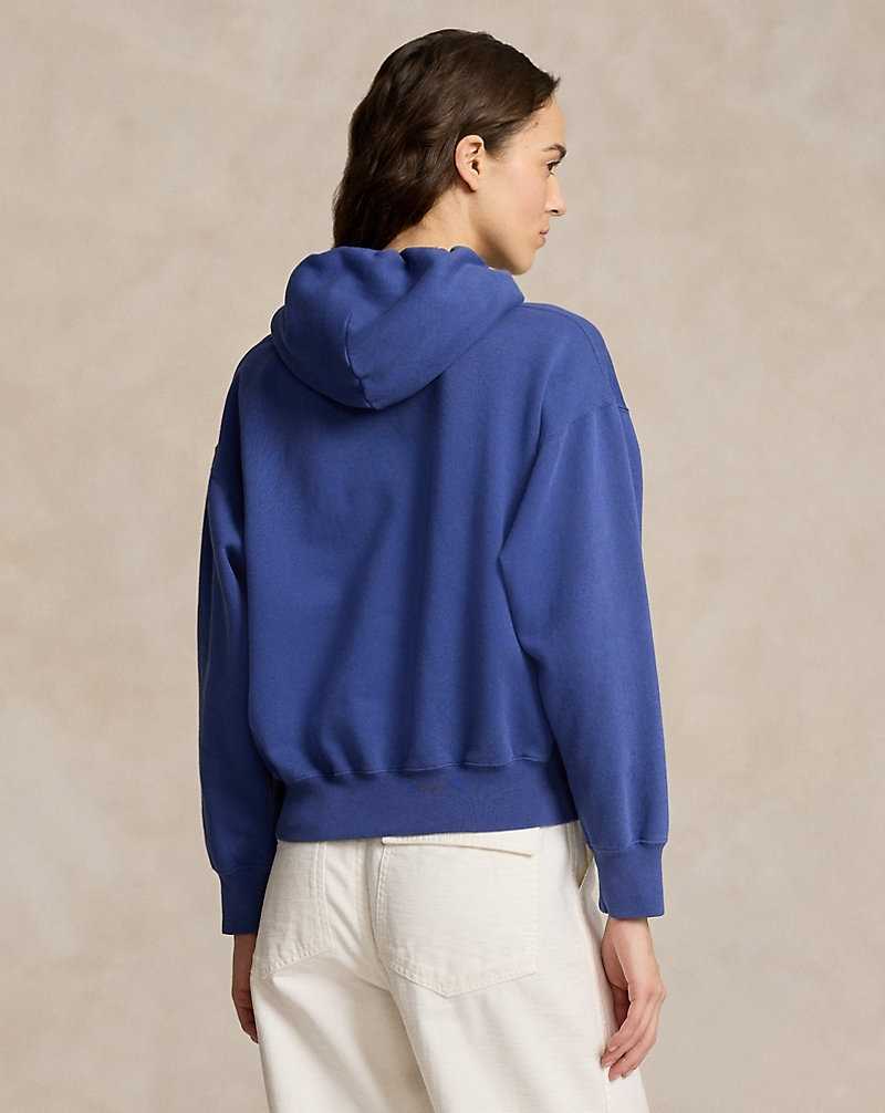 Sudadera con Capucha Ralph Lauren Logo Flag Oversize Fleece Mujer Azules | XBPUFHR-23 - vista 4