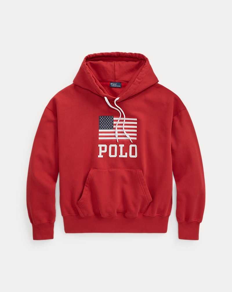 Sudadera con Capucha Ralph Lauren Logo Flag Oversize Fleece Mujer New Brick | NKVUDPQ-31 - vista 2