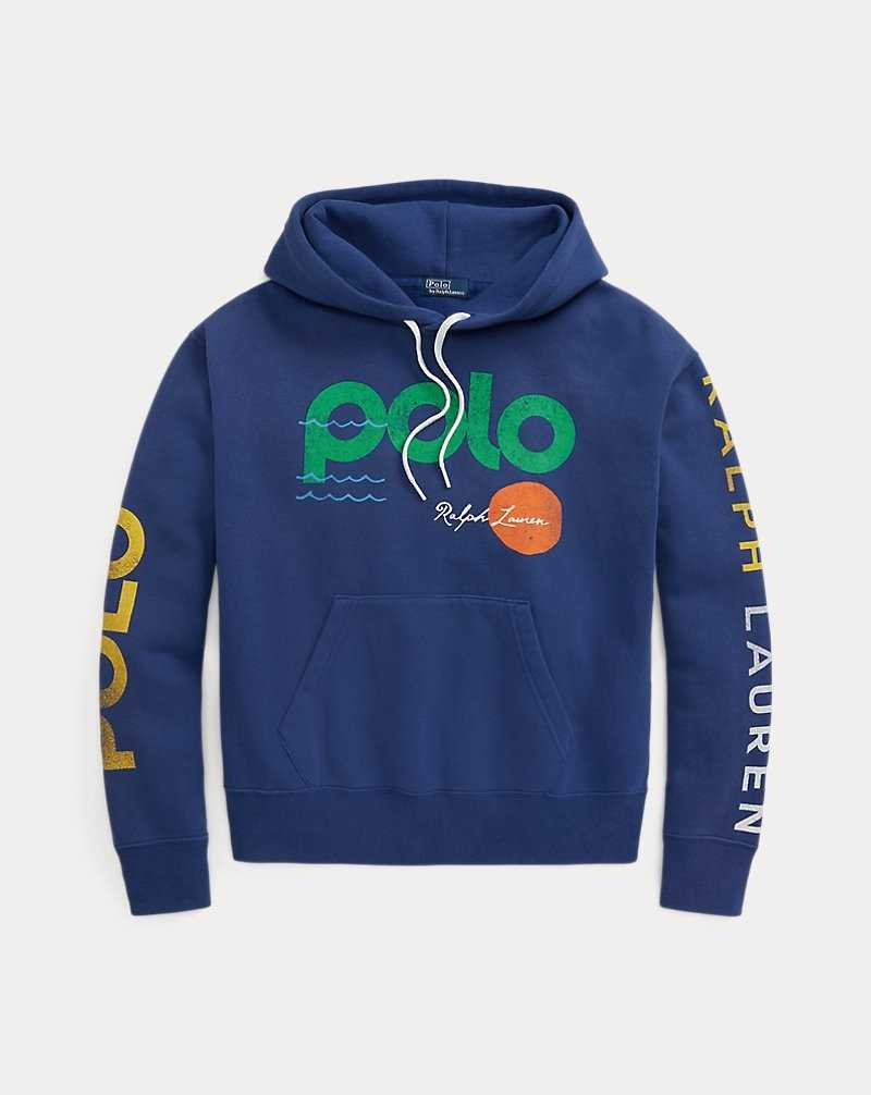 Sudadera con Capucha Ralph Lauren Logo Wave Graphic Fleece Mujer Azules | KFVDXIN-75 - vista 2