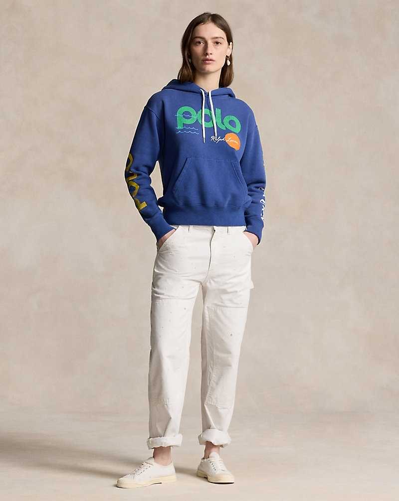 Sudadera con Capucha Ralph Lauren Logo Wave Graphic Fleece Mujer Azules | KFVDXIN-75 - vista 3