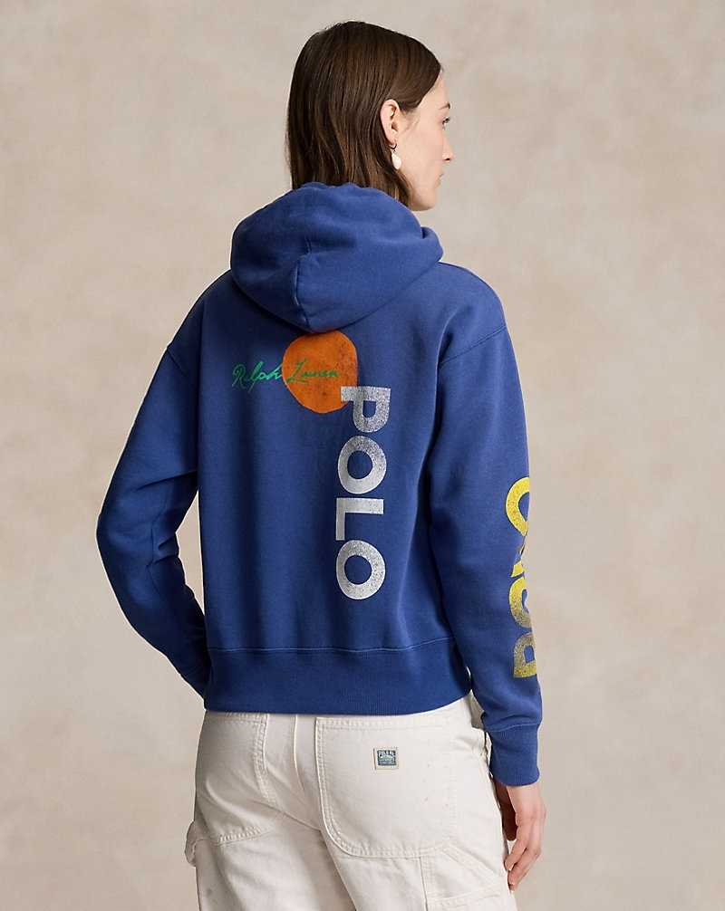 Sudadera con Capucha Ralph Lauren Logo Wave Graphic Fleece Mujer Azules | KFVDXIN-75 - vista 4