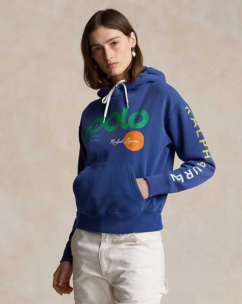 Sudadera con Capucha Ralph Lauren Logo Wave Graphic Fleece Mujer Azules | KFVDXIN-75 - vista 1