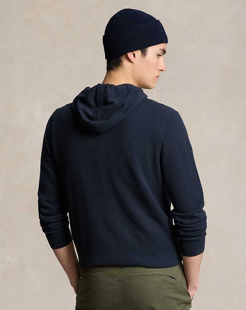 Sudadera con Capucha Ralph Lauren Mesh-Knit Cashmere Hooded Hombre Azul Marino | ZPOLJKQ-34 - vista 4