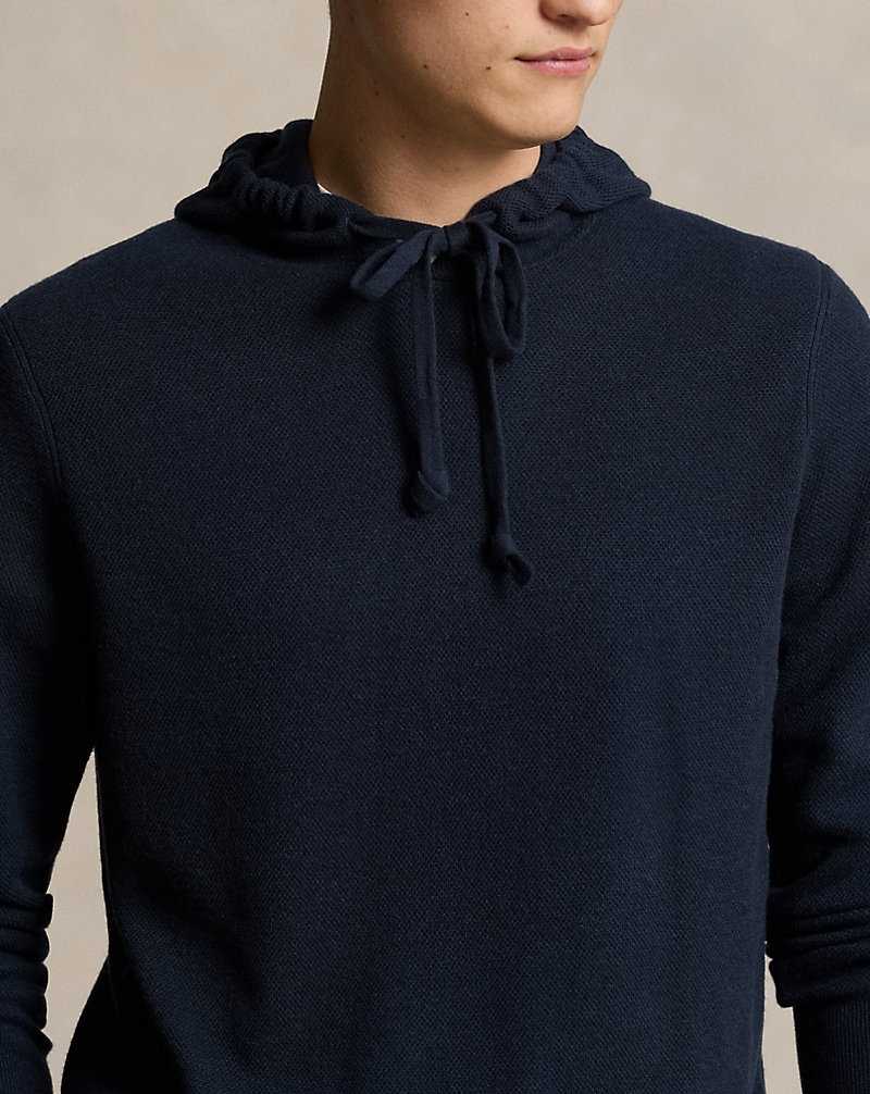 Sudadera con Capucha Ralph Lauren Mesh-Knit Cashmere Hooded Hombre Azul Marino | ZPOLJKQ-34 - vista 5