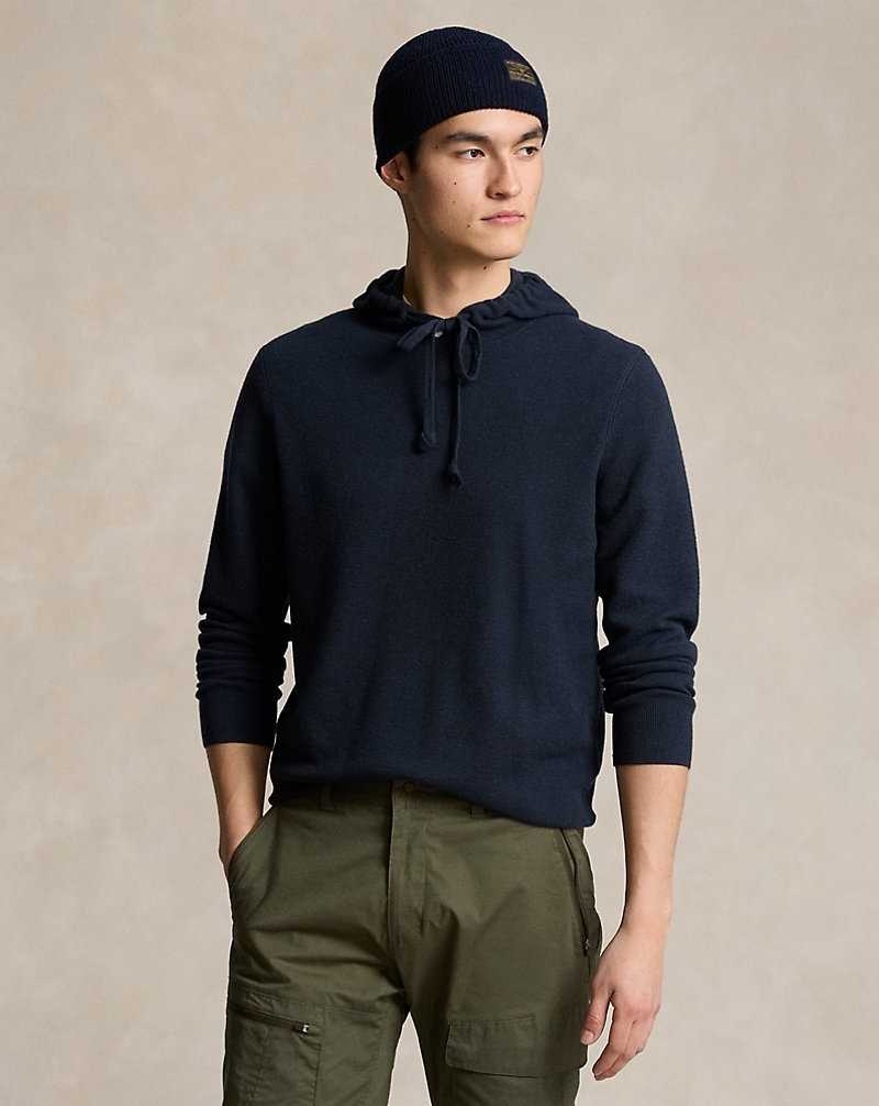 Sudadera con Capucha Ralph Lauren Mesh-Knit Cashmere Hooded Hombre Azul Marino | ZPOLJKQ-34 - vista 1