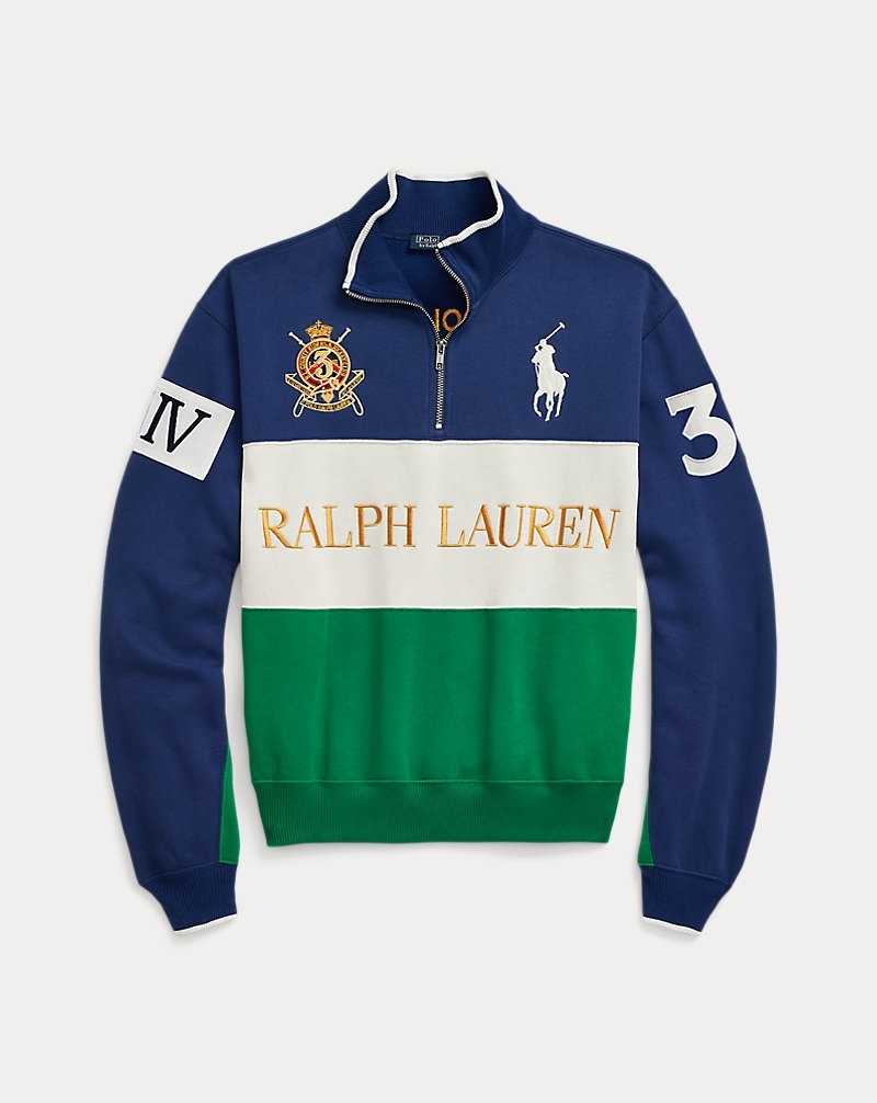 Sudadera con Capucha Ralph Lauren Panelled Logo Fleece Half-Zip Mujer Azules | GJBCQLN-37 - vista 2