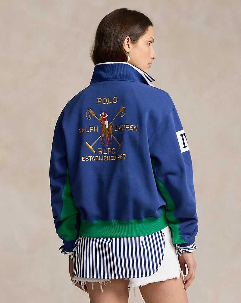Sudadera con Capucha Ralph Lauren Panelled Logo Fleece Half-Zip Mujer Azules | GJBCQLN-37 - vista 4