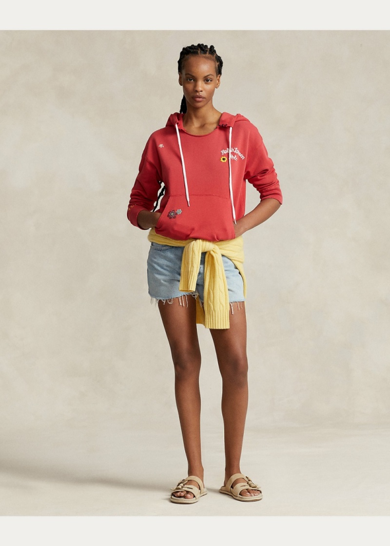 Sudadera con Capucha Patchwork Oversized French Terry Mujer Rojos | LTRJ91350 - vista 3