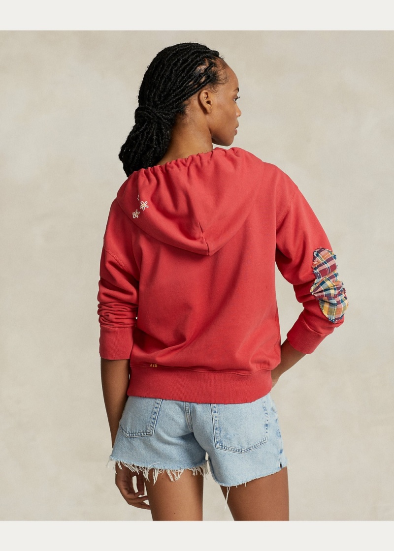 Sudadera con Capucha Patchwork Oversized French Terry Mujer Rojos | LTRJ91350 - vista 4