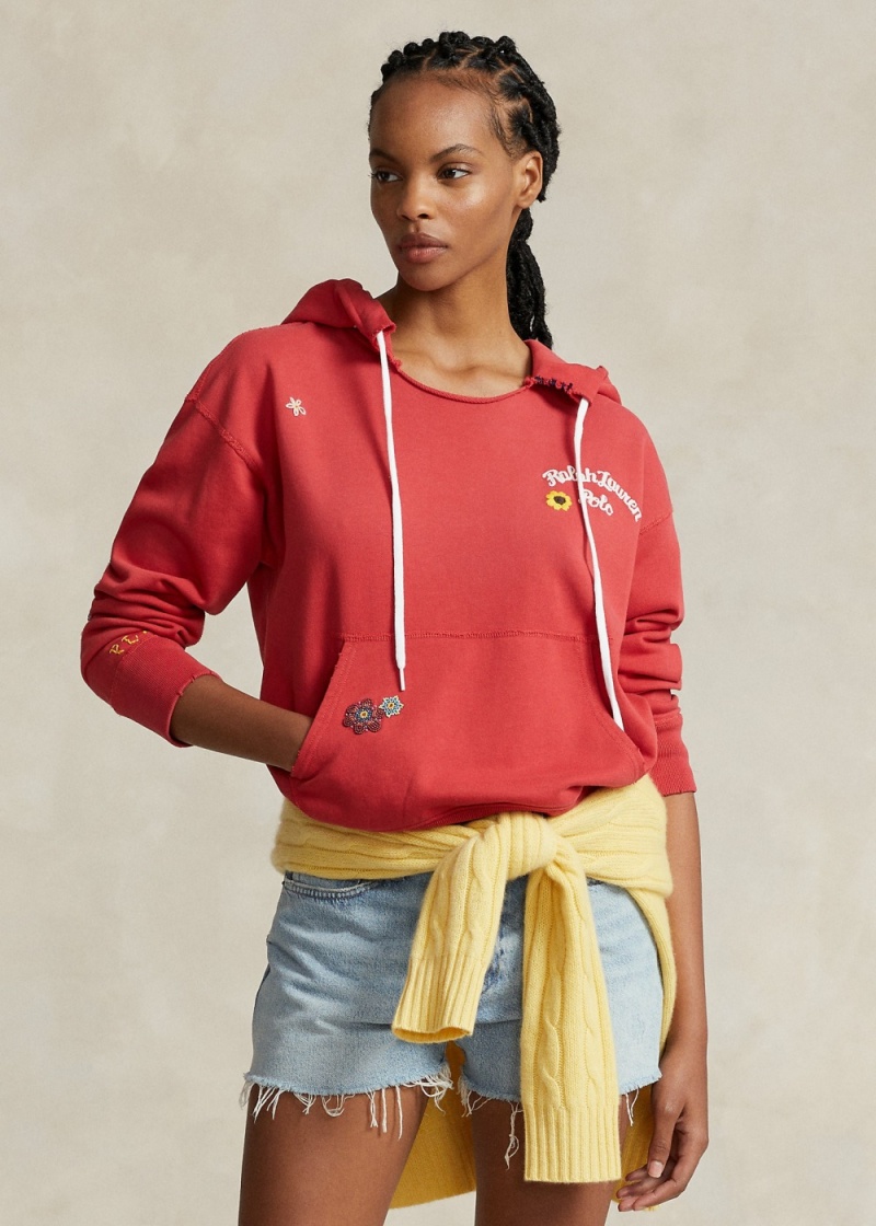 Sudadera con Capucha Patchwork Oversized French Terry Mujer Rojos | LTRJ91350 - vista 1