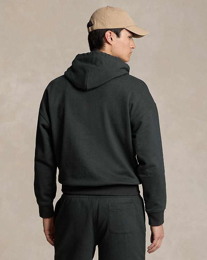 Sudadera con Capucha Ralph Lauren Relaxed Fit Logo Fleece Hombre Negros | HTDBFIX-82 - vista 4