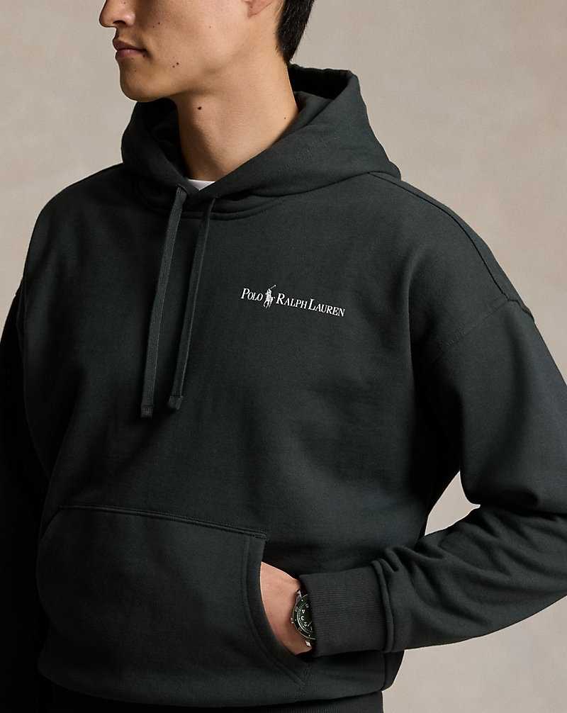 Sudadera con Capucha Ralph Lauren Relaxed Fit Logo Fleece Hombre Negros | HTDBFIX-82 - vista 5