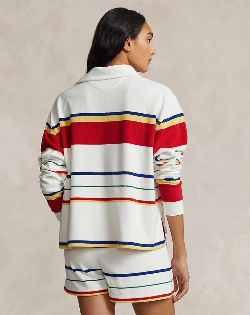 Sudadera con Capucha Ralph Lauren Striped Terry Rugby Mujer Rayas | OCAUBJL-34 - vista 4