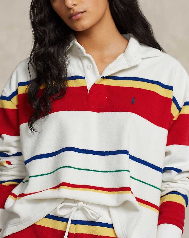 Sudadera con Capucha Ralph Lauren Striped Terry Rugby Mujer Rayas | OCAUBJL-34 - vista 5