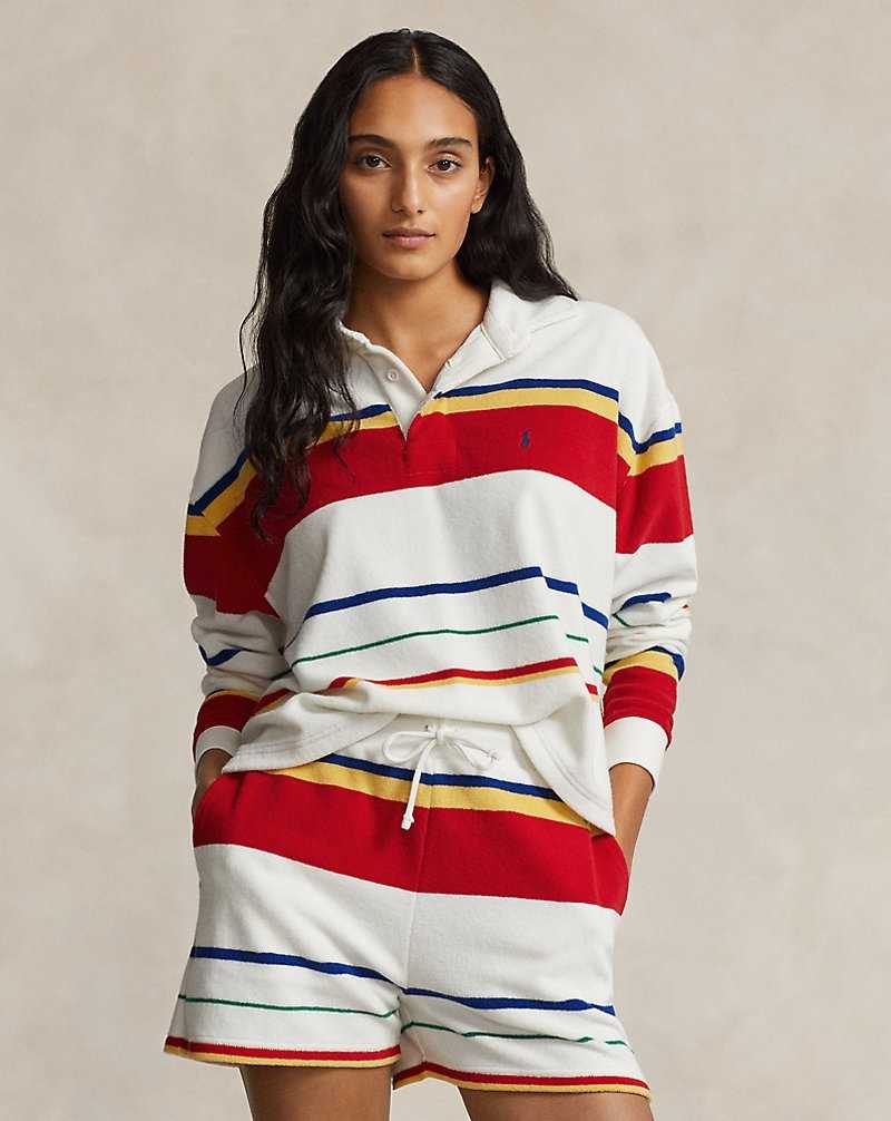 Sudadera con Capucha Ralph Lauren Striped Terry Rugby Mujer Rayas | OCAUBJL-34 - vista 1