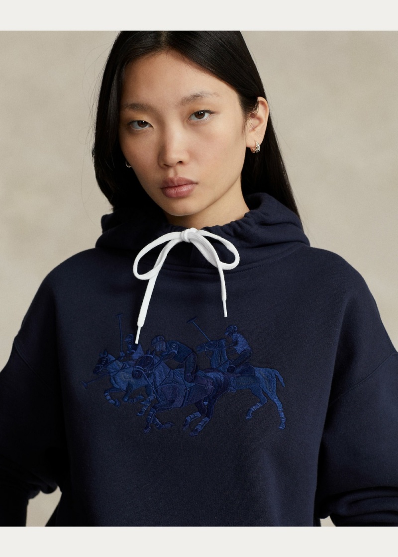 Sudadera con Capucha Triple-Pony Fleece Mujer Azul Marino | XLRG19358 - vista 4