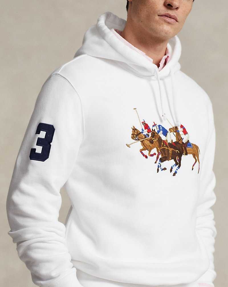 Sudadera con Capucha Ralph Lauren Triple-Pony Fleece Hombre Blancos | WKUVCNT-19 - vista 5