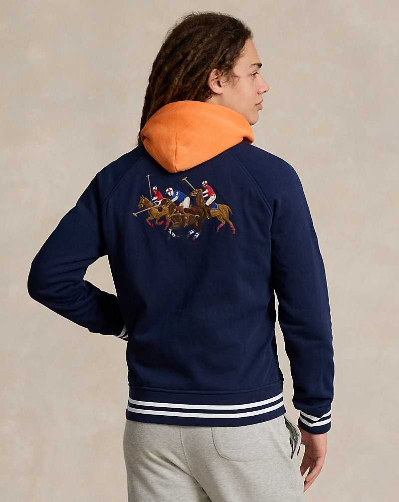 Sudadera con Capucha Ralph Lauren Triple-Pony Fleece Baseball Hombre Azul Marino | EQITJAX-49 - vista 4