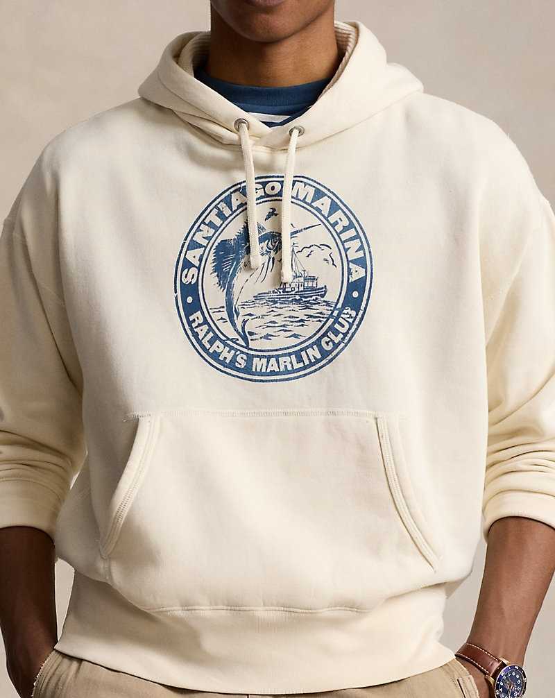 Sudadera con Capucha Ralph Lauren Vintage Fit Graphic Fleece Hombre Herbal Milk | ETVPQZM-42 - vista 5